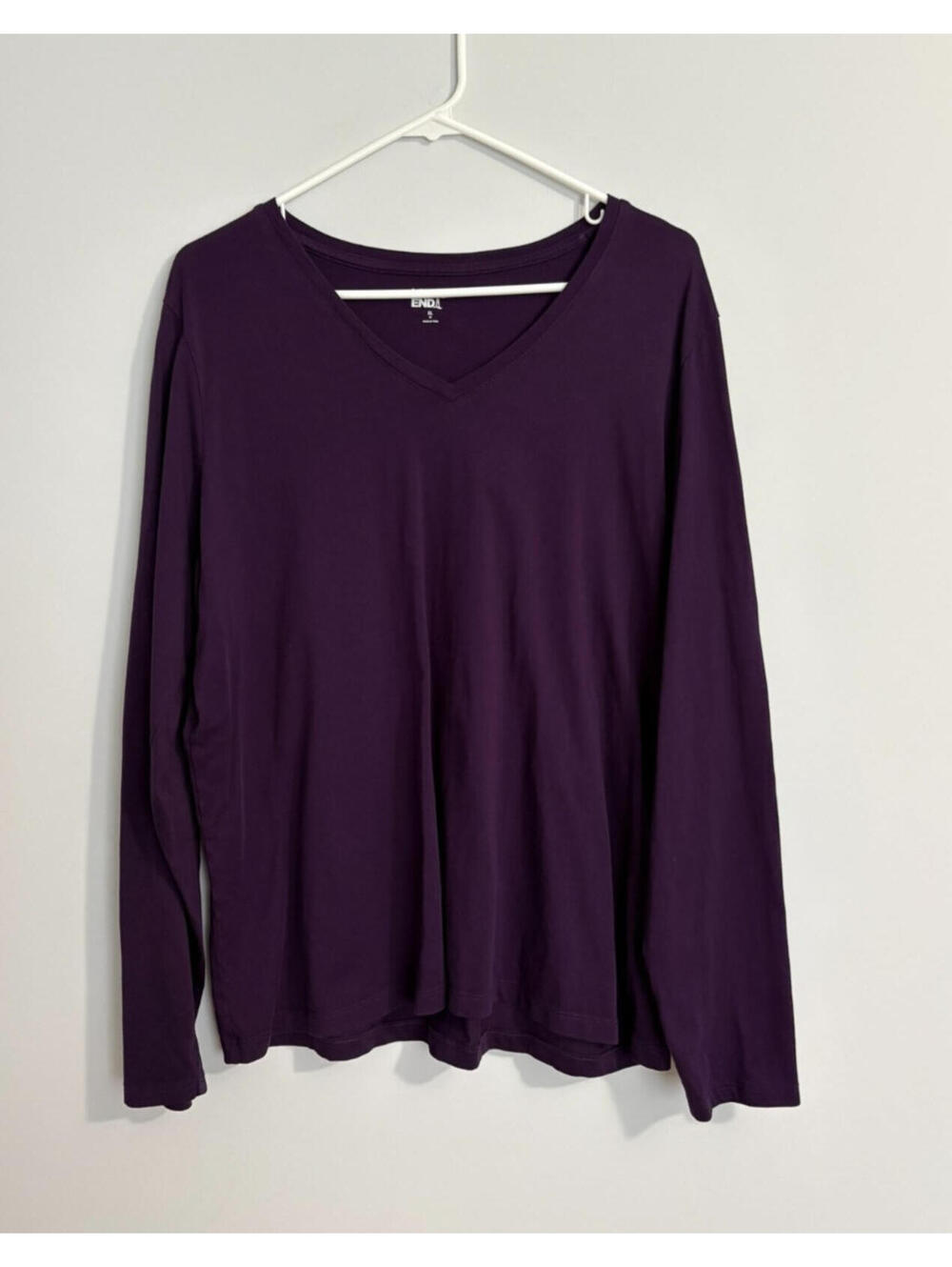 Lands End Womens Purple V-Neck Long Sleeve Tee Size XL 18 Cotton Layering